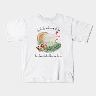 Jane Austen Christmas - a cup of tea Kids T-Shirt